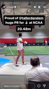 Screenshot of Ryan Crouser's Instagram story.